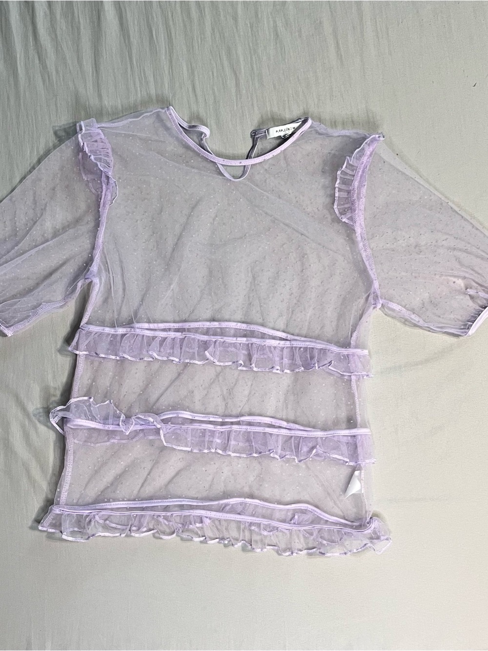 Purple Snow Lavender Ruffle Mesh Top